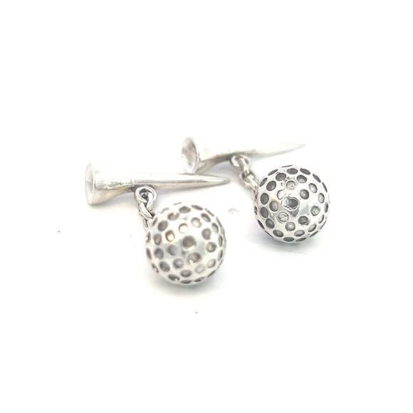 Tiffany & Co Estate Golf Ball Cufflinks Sterling Silver TIF603 - Picture 1 of 7